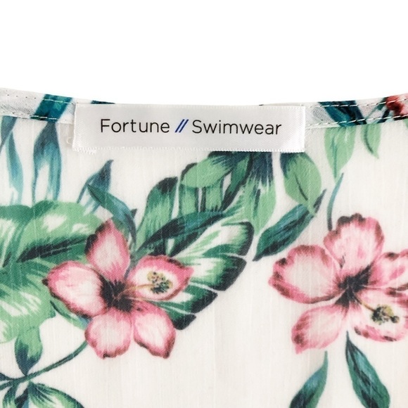 Fortune Swimwear Tropical Floral Cover Up Small Green Pink - Picture 4 of 8